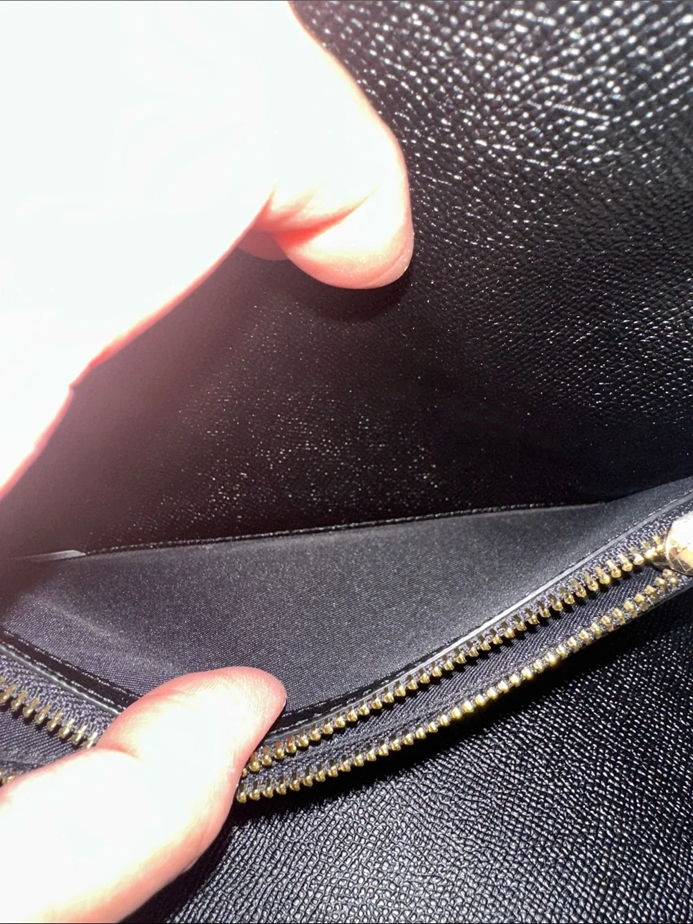 Coach Black Leather Envelope Wristlet Clutch with Gold Logo